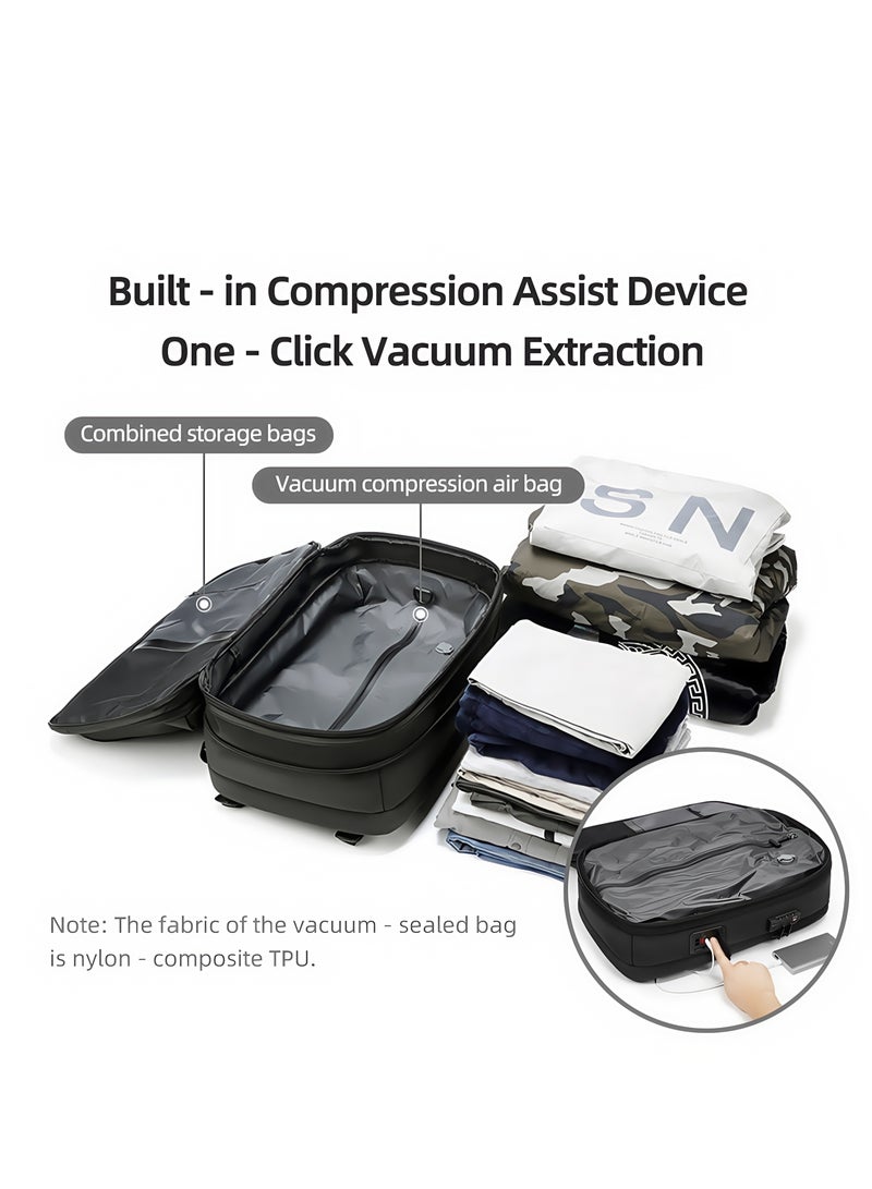 Skycare 2-in-1 Rolling Backpack with Built-in Vacuum Compression, USB-C Charging, Carry on Backpacks- Expandable 25L to 60L Luggage for for Short Trip and Business - Image 4