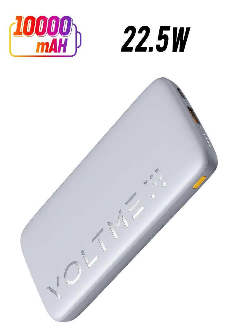VOLTME - 10000 mAh Fast Charging Power Bank 22.5W PD, Ultra-Slim 10000mAh External Battery Pack, Type C Quick Charge, Portable Powerbank for iPhone 16 Pro Max/16 Pro/16 Plus/15/14/13/12, Samsung Galaxy S24/S23/S22/S21, Pixel 6/7, iPad & More, High-Speed Charging, Compact & Lightweight USB C Power Bank for Travel (Grey) - Image 1