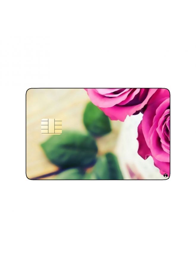 RKN PRINTED BANK CARD STICKER Beautiful Pink Flowers Drawing - Image 2