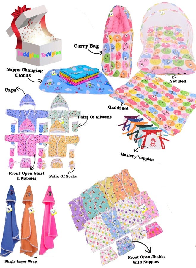 Toddylon New Born Baby Essentials Kit 56 Combo Set (0–6 Months) | Newborn Baby Hospital Bag Kit | Infant Combo Set for New Born | Newborns Baby Dress & Clothing Set | Infants Essentials Kit (Pink) - Image 2