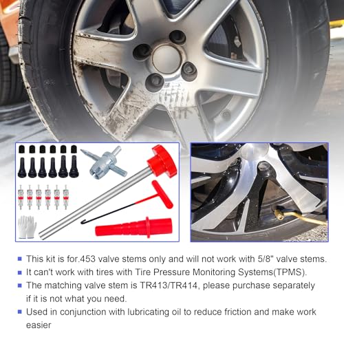 Richcat Quick Change Tire Valve Tool KitTire Valve Stem Core Quickly Replacement Tool KitPerfect Tool for Replacing Leaky Valves in CarsATVsTrucksMotorcycles etcwith TR413414 Valve4Way Valve Tool - Image 3