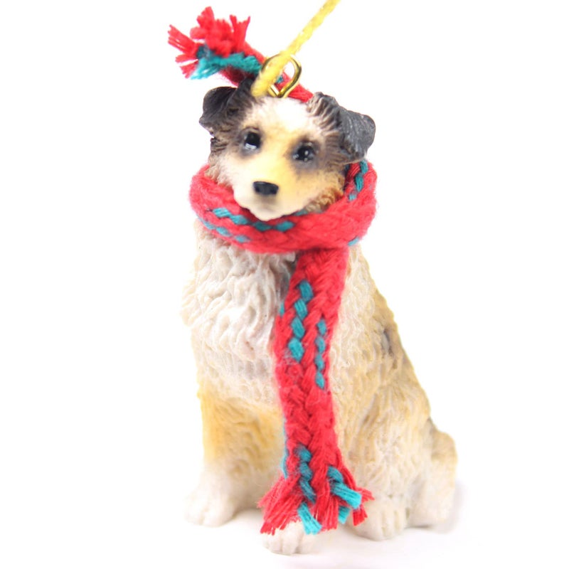 Australian Shepherd Tiny Miniature One Christmas Ornament Brown - Delightful!