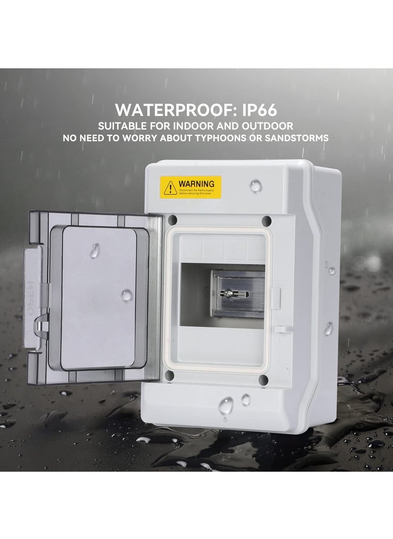 4 Way Power Distribution Box with Bus Bars and Din Rail, Waterproof IP66 for Miniature Circuit Breaker MCB, Suitable for Indoor and Outdoor Use  - Image 3