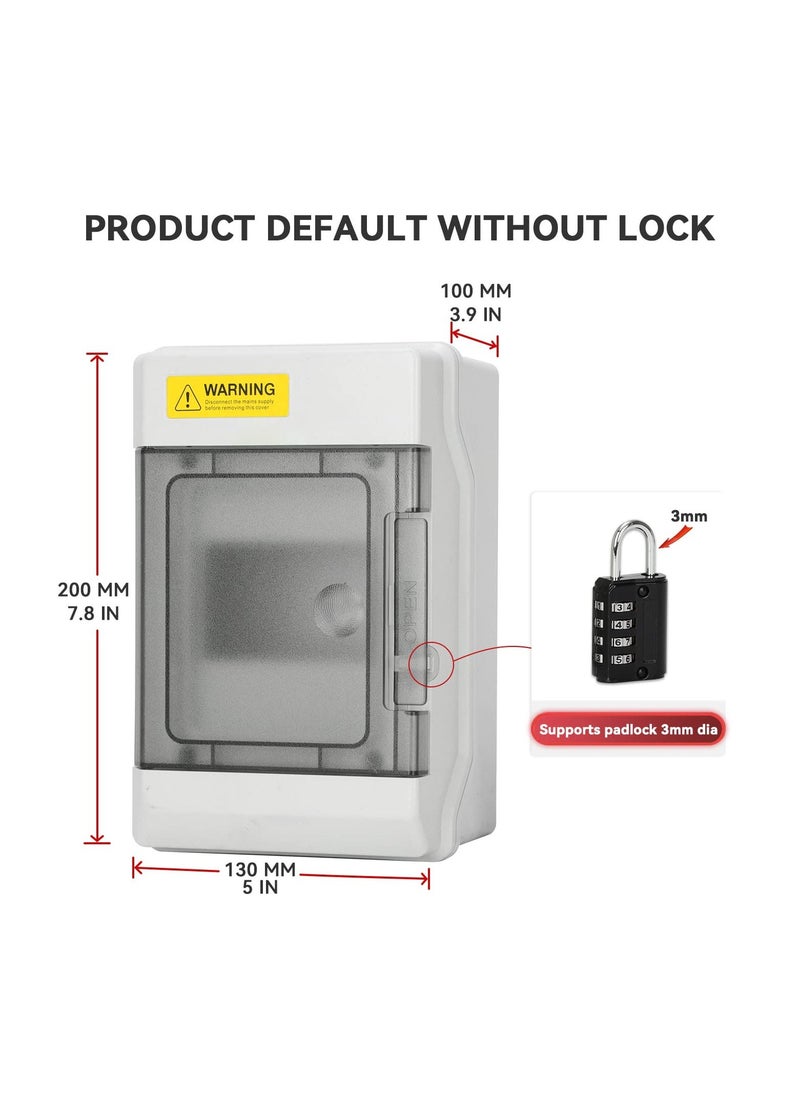 4 Way Power Distribution Box with Bus Bars and Din Rail, Waterproof IP66 for Miniature Circuit Breaker MCB, Suitable for Indoor and Outdoor Use  - Image 2