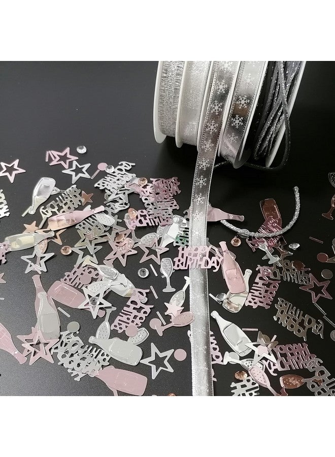 EMAAN Happy Birthday Confetti Rose Gold and Silver Metal Foil Birthday Colorful Sequins, Party Table Scatter Decoration Exquisite Birthday Party (Rose Gold Silver) - Image 3