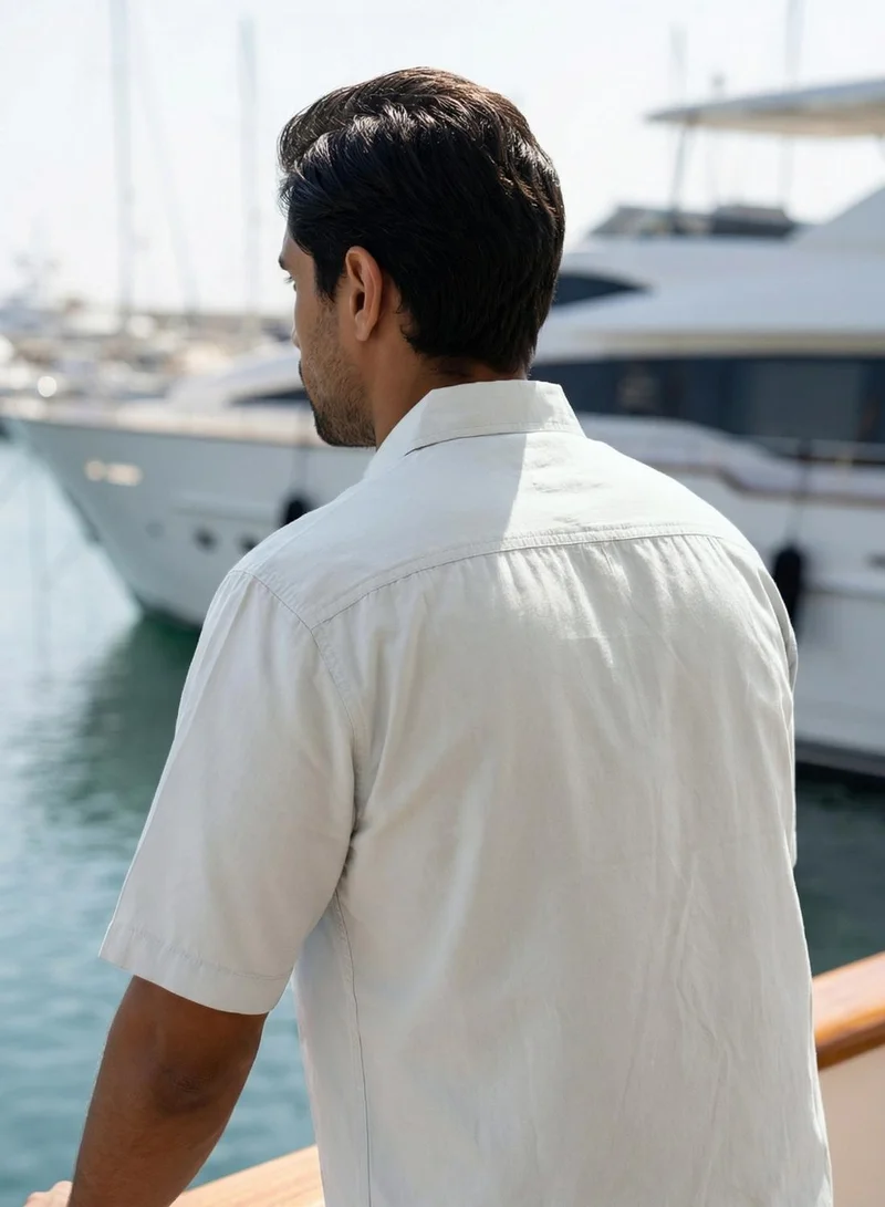 Dennis Lingo  Men Light Blue Cotton Solid Print Button Down Boxy Shirt for Men | Best Price UAE