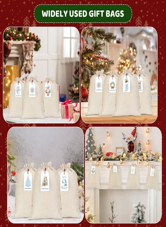 Tapleap Burlap Gift Bags with Drawstring, 50Pcs 7x10 Reusable Burlap Goodie Bags with Christmas Tags and String for Wrapping Christmas Gifts, Party Favors for Coworker, Classmate, Children or Neighbor - Image 2