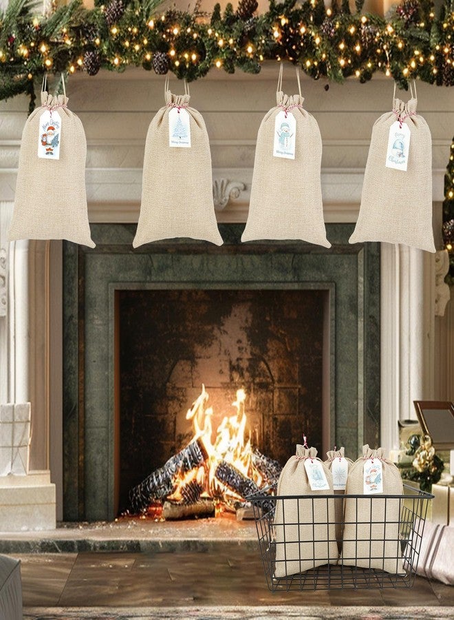 Tapleap Burlap Gift Bags with Drawstring, 50Pcs 7x10 Reusable Burlap Goodie Bags with Christmas Tags and String for Wrapping Christmas Gifts, Party Favors for Coworker, Classmate, Children or Neighbor - Image 5