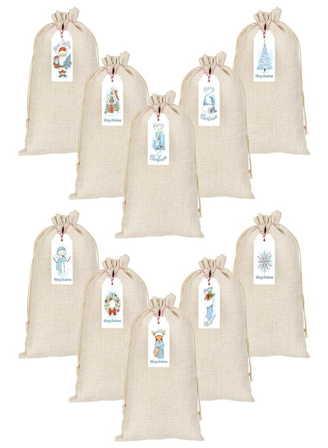 Tapleap Burlap Gift Bags with Drawstring, 50Pcs 7x10 Reusable Burlap Goodie Bags with Christmas Tags and String for Wrapping Christmas Gifts, Party Favors for Coworker, Classmate, Children or Neighbor - Image 1