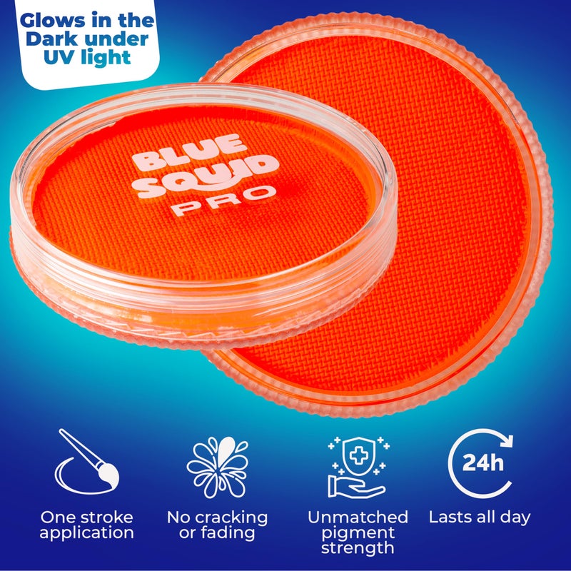 Blue Squid Face Paint Water Based Single Cake Professional Face Paint & Body Paint - Water Activated, Kids Adults Face Painting for Costume, Halloween Makeup, Cosplay - Neon Orange Face Paint 30g - Image 2
