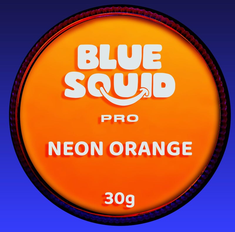 Blue Squid Face Paint Water Based Single Cake Professional Face Paint & Body Paint - Water Activated, Kids Adults Face Painting for Costume, Halloween Makeup, Cosplay - Neon Orange Face Paint 30g - Image 1