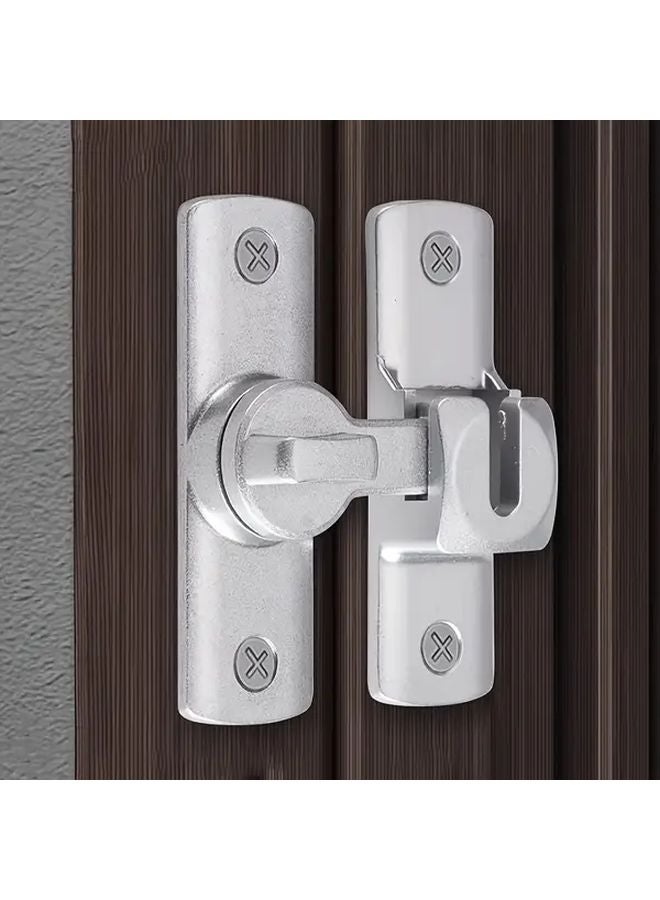 مقبض باب مقاوم للسرقة عالي المتانة فضي عنصر تحكم يدوي مزلاج منزلق قابل للتعديل - Image 1