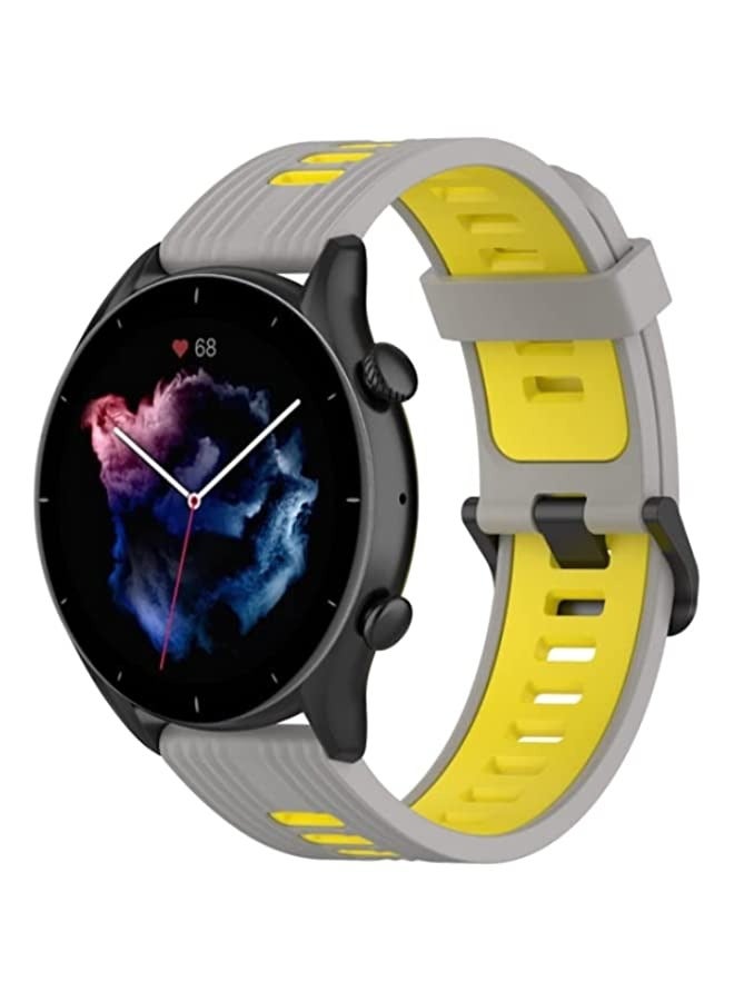 AMAZFIT GTR 3 / GTR 3 برو / GTR 22mm شريط مزدوج اللون سيليكون سوار رمادي أصفر - Image 4