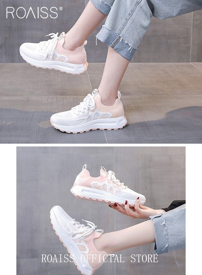 roaiss Colorblock Running Shoes for Women Sneakers Breathable Mesh Surface Trainers Casual Jogging Walking INS Trendy Casual Lightweight Comfy  for Young Ladies Students Teenagers All Seasons Wearable Athlesiure Shoes  - Image 3