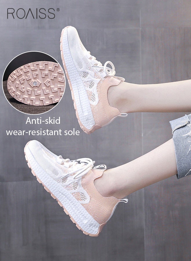roaiss Colorblock Running Shoes for Women Sneakers Breathable Mesh Surface Trainers Casual Jogging Walking INS Trendy Casual Lightweight Comfy  for Young Ladies Students Teenagers All Seasons Wearable Athlesiure Shoes  - Image 1