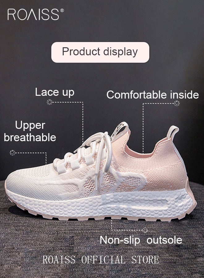 roaiss Colorblock Running Shoes for Women Sneakers Breathable Mesh Surface Trainers Casual Jogging Walking INS Trendy Casual Lightweight Comfy  for Young Ladies Students Teenagers All Seasons Wearable Athlesiure Shoes  - Image 4