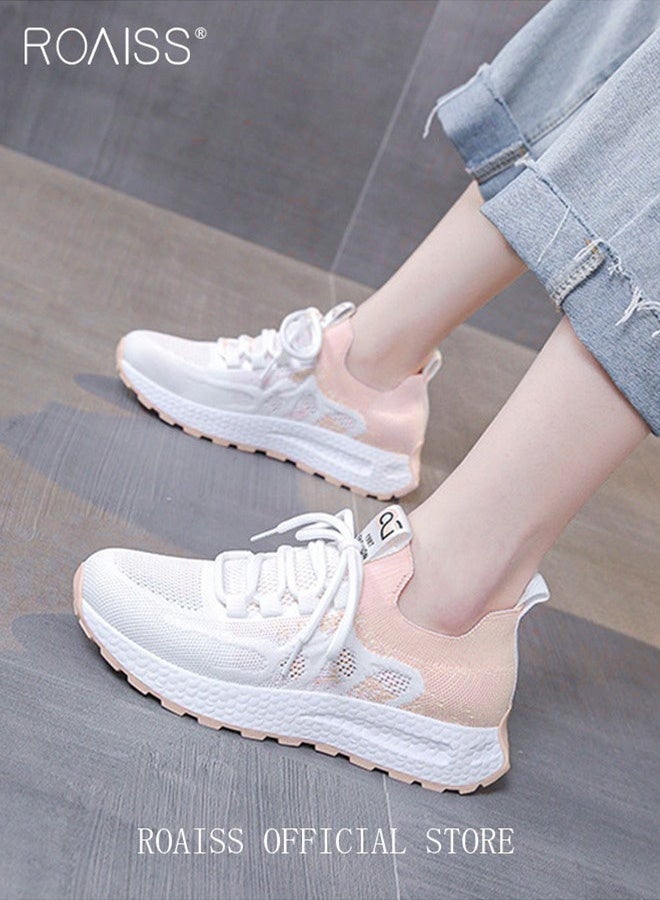 roaiss Colorblock Running Shoes for Women Sneakers Breathable Mesh Surface Trainers Casual Jogging Walking INS Trendy Casual Lightweight Comfy  for Young Ladies Students Teenagers All Seasons Wearable Athlesiure Shoes  - Image 2