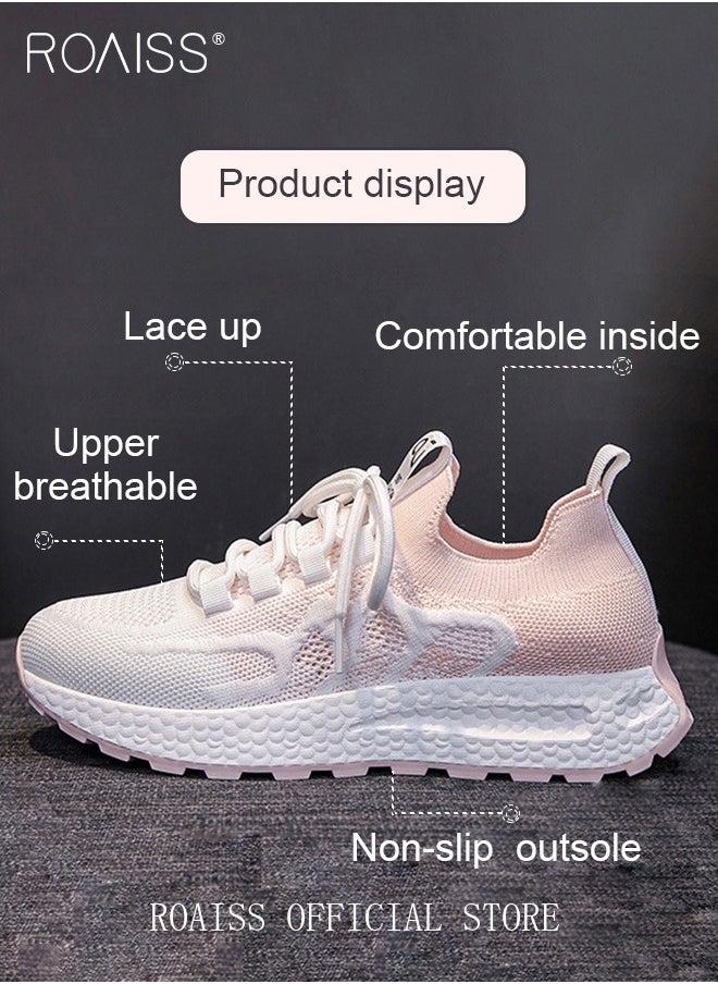 roaiss - Colorblock Running Shoes for Women Sneakers Breathable Mesh Surface Trainers Casual Jogging Walking INS Trendy Casual Lightweight Comfy  for Young Ladies Students Teenagers All Seasons Wearable Athlesiure Shoes - Image 1