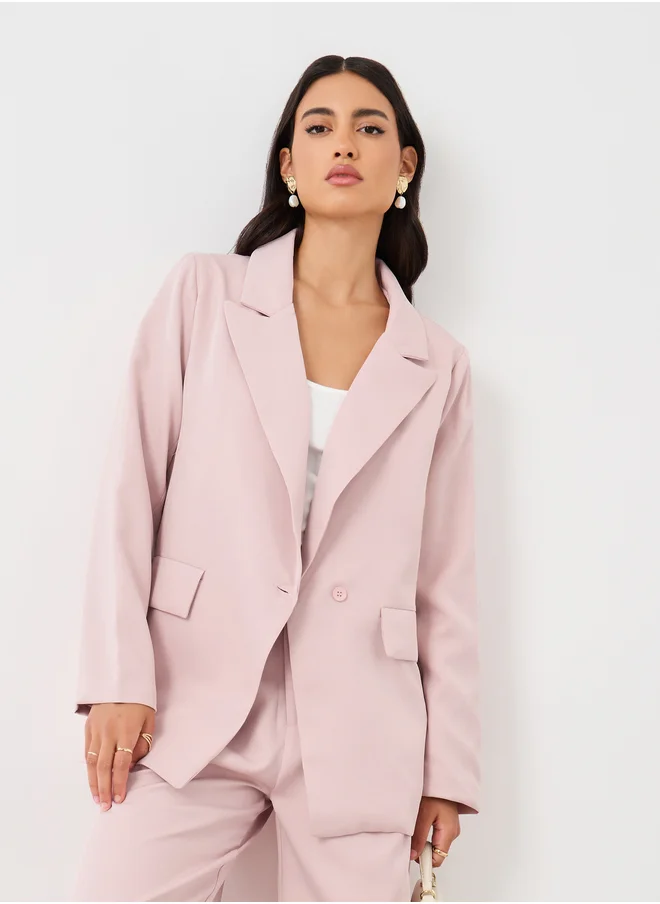 ستايلي Oversized Notch Label Regular Fit Blazer