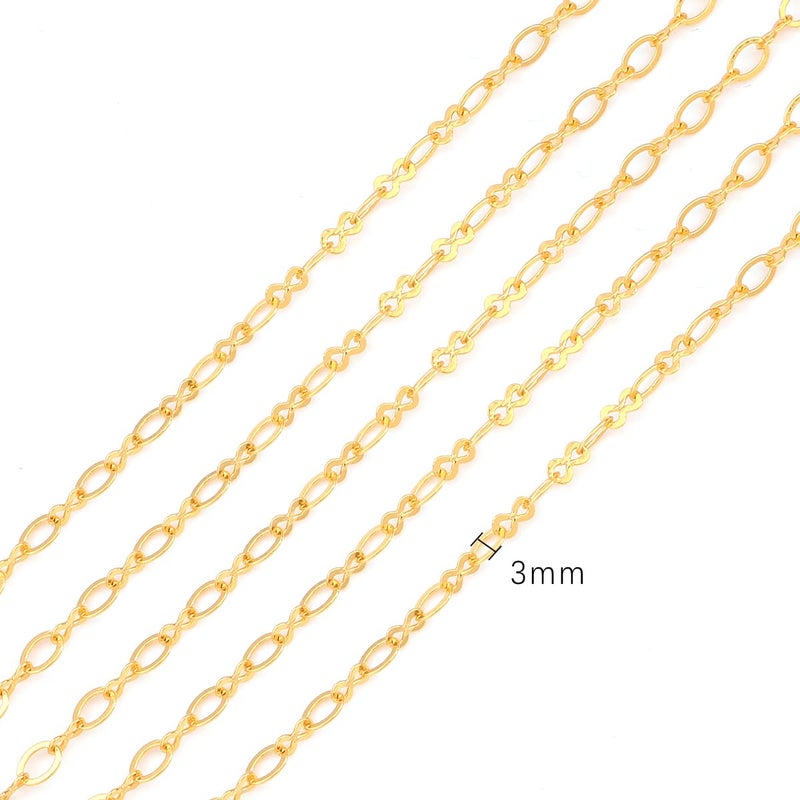 BEADIA 18K Gold Plated O Chains 3.0mm 2 Meters for Jewelry Making Findings - Image 2
