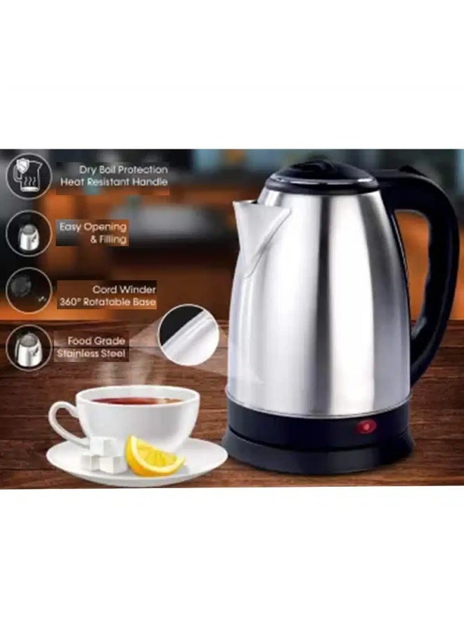 طوكيو غلاية كهربائية من الفولاذ المقاوم للصدأ - سعة 2.0 لتر، سريعة الغليان، مع إيقاف تشغيل تلقائي، وقاعدة دوارة 360 درجة، ومؤشر ضوئي، ولمسة نهائية غير لامعة - 1500 واط، 220 فولت | غلاية مياه أنيقة وآمنة للاستخدام المنزلي أو المكتبي - Image 3