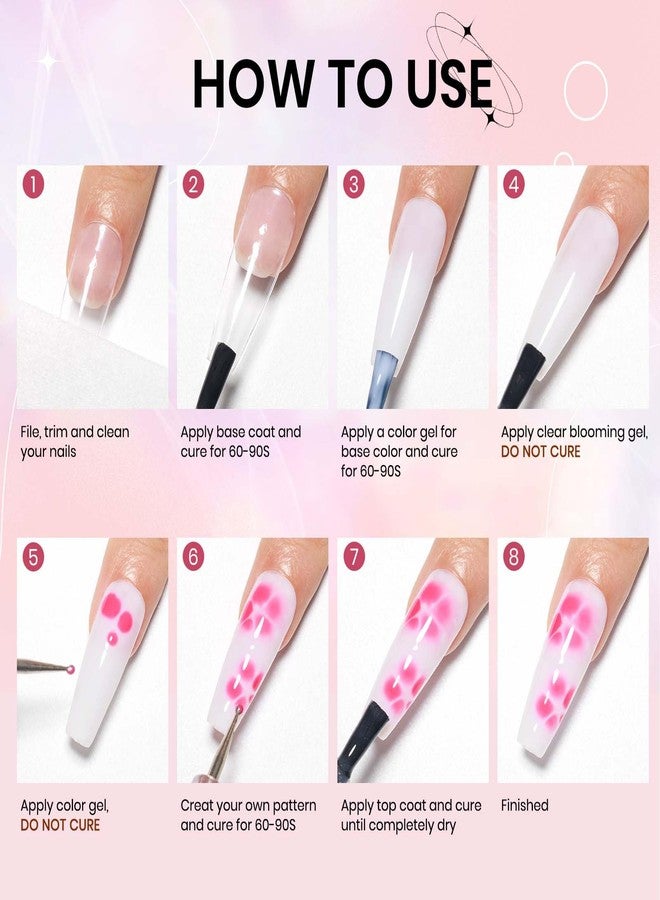 SUPWEE Clear Blooming Gel Nail Polish, 15ml Blossom Nail Gel Polish for Spreading Effect Marble Nail Polish Art Polish Soak Off UV LED Lamp Gift for Mother's Day - Image 2