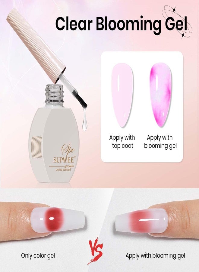 SUPWEE Clear Blooming Gel Nail Polish, 15ml Blossom Nail Gel Polish for Spreading Effect Marble Nail Polish Art Polish Soak Off UV LED Lamp Gift for Mother's Day - Image 5