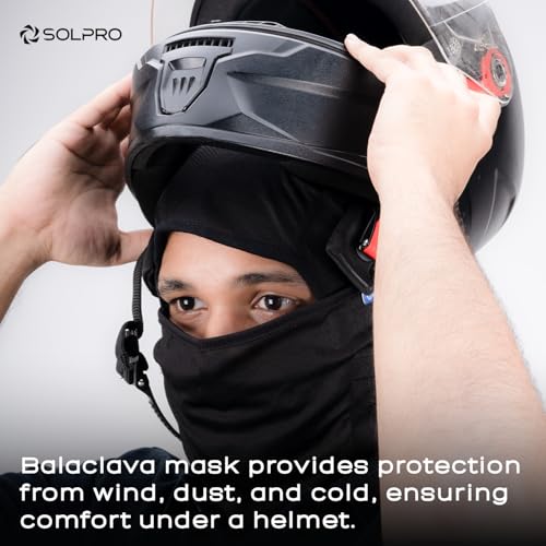 Solpro Wrapid Balaclava Face Mask | Versatile Balaclava for Riding, Running & Gym Workouts (Black) - Image 4