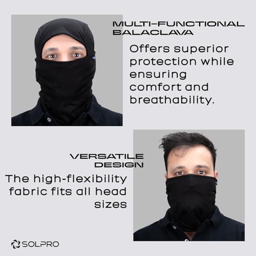 Solpro Wrapid Balaclava Face Mask | Versatile Balaclava for Riding, Running & Gym Workouts (Black) - Image 3
