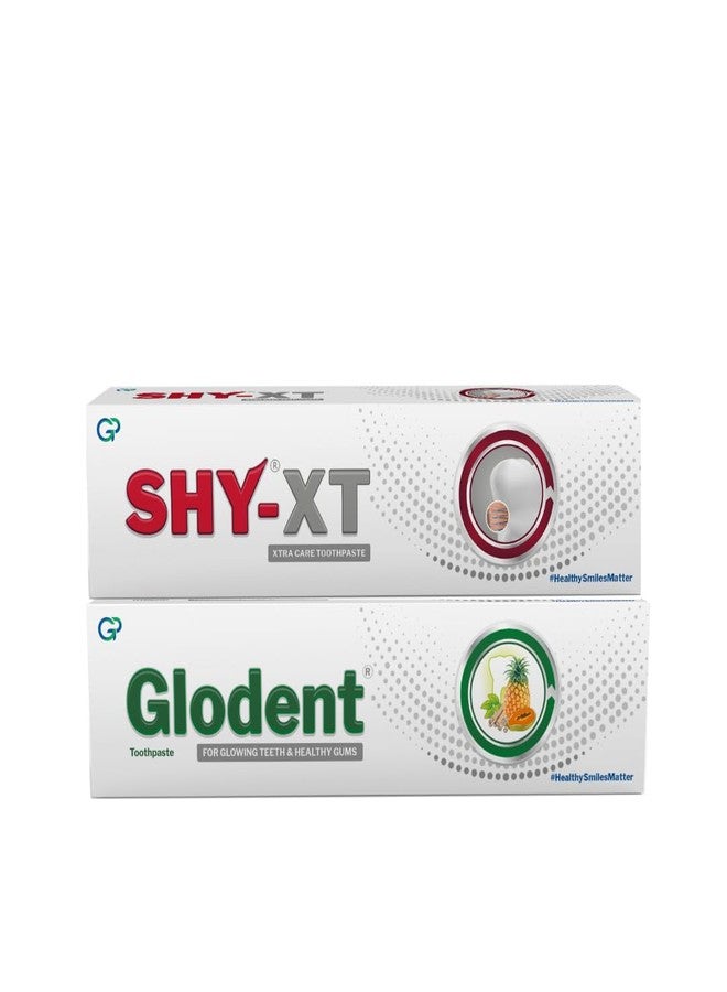 Glodent Teeth Whitening (70g x 1) 3 shades brighter in 3 weeks toothpaste for complete oral hygiene and Shy-XT sensitivity relief and remineralization (70g x1) Oral Care Toothpaste (combo pack) - Image 1