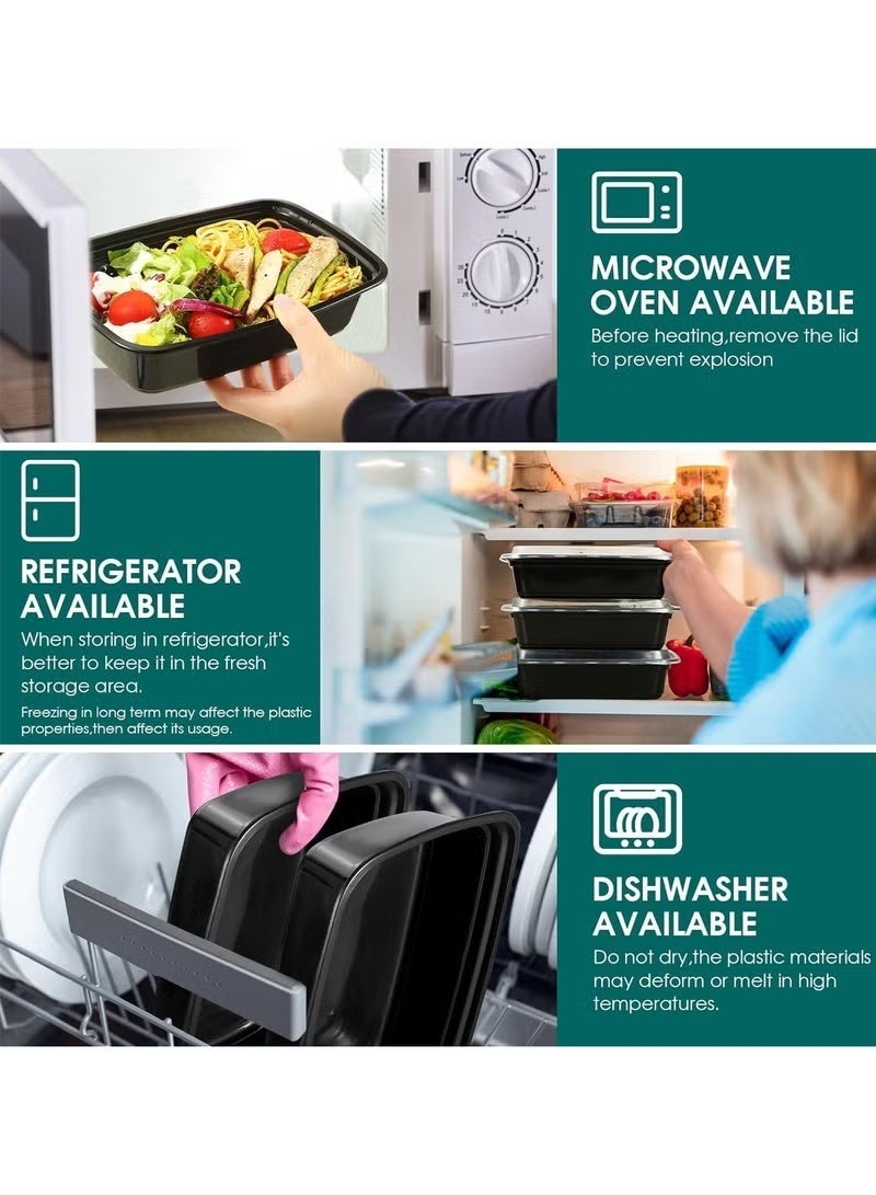 100 PCS Set — 50 Meal Prep Containers with Lids + 50 Reusable Spoons, BPA-Free, Freezer-Safe & Microwave-Safe Disposable Food Storage Containers - Image 5