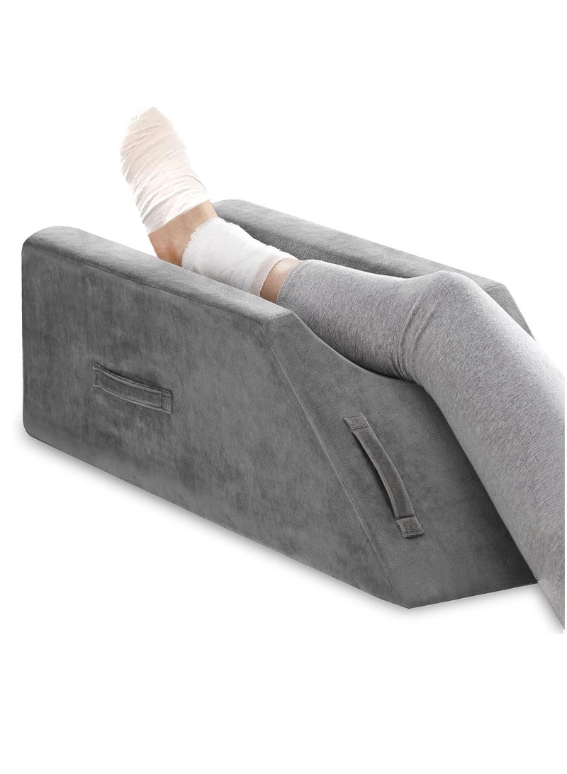 UBBCARE Leg Elevation Pillow for Leg/Knee Surgery Recovery, Memory Foam Leg Pillow with Velvet Washable Cover, Small Grey - Image 1