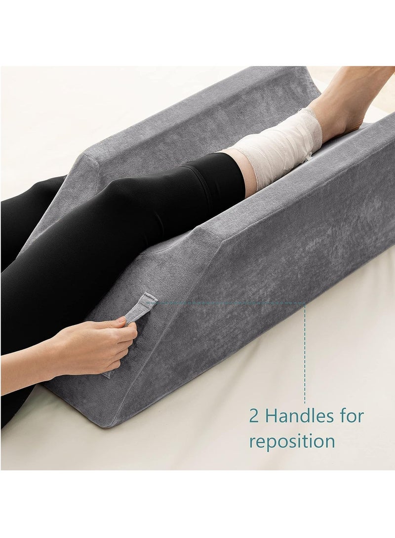 UBBCARE Leg Elevation Pillow for Leg/Knee Surgery Recovery, Memory Foam Leg Pillow with Velvet Washable Cover, Small Grey - Image 3