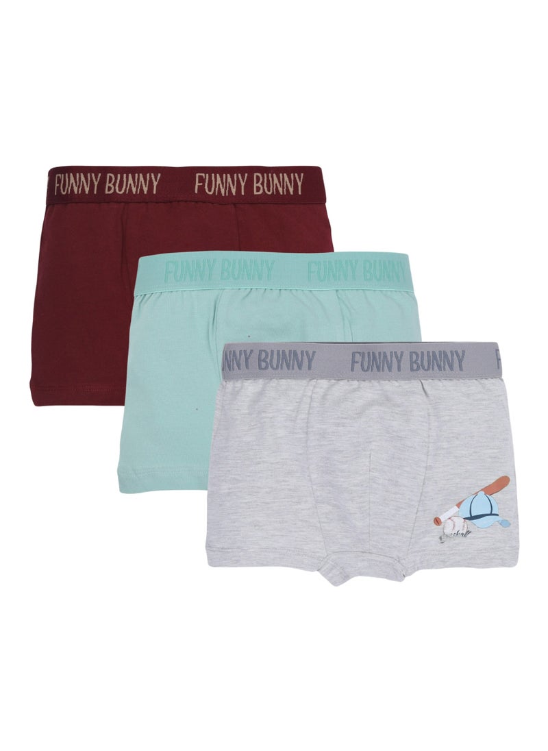 Funny Bunny Pack of 3 Cotton Lycra Boxer Underwear for Boys  - Image 2