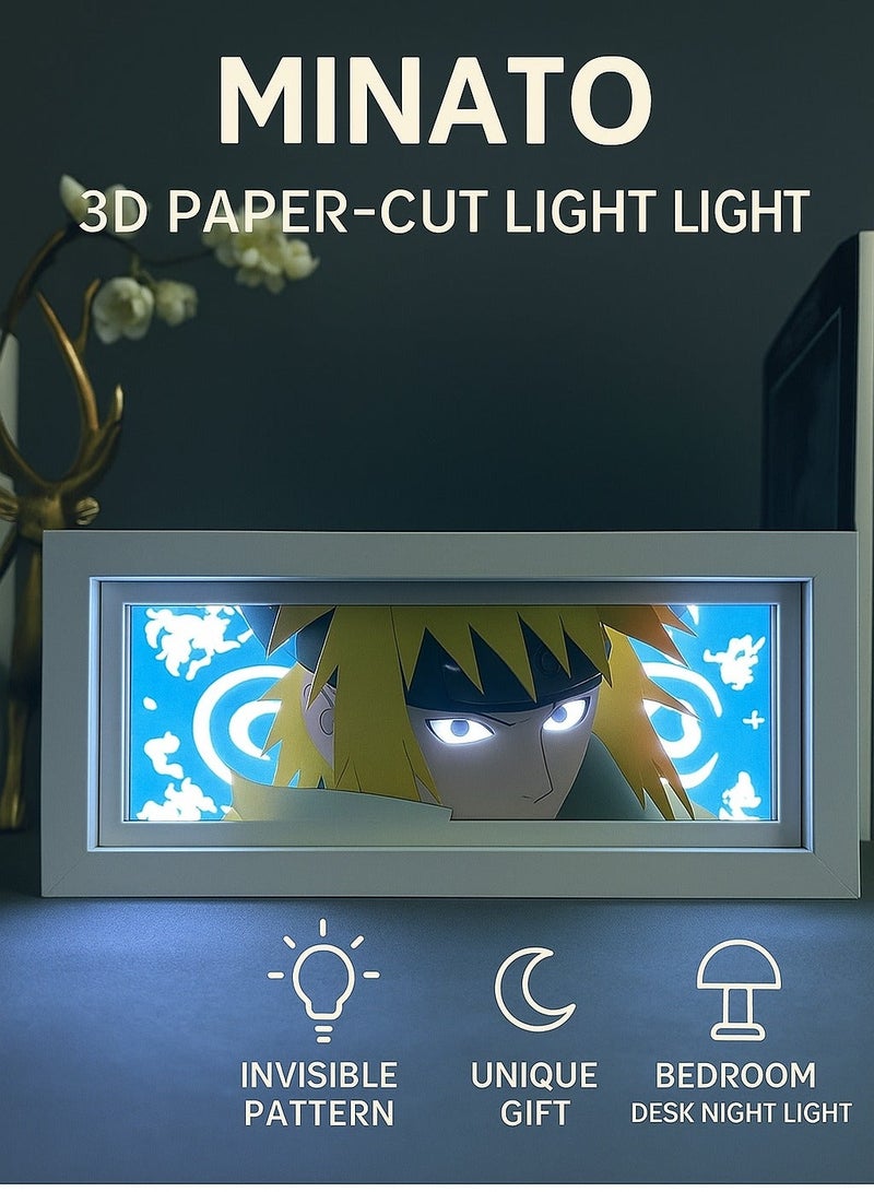 ARNOTEC مصباح ليلي ظل نارتو ثلاثي الأبعاد من الورق - مصباح زينة أنمي خشبي وأكريليك لغرفة النوم والمكتب والهدايا - Image 1