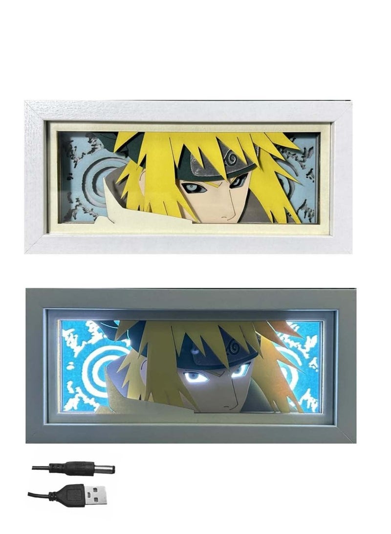 ARNOTEC مصباح ليلي ظل نارتو ثلاثي الأبعاد من الورق - مصباح زينة أنمي خشبي وأكريليك لغرفة النوم والمكتب والهدايا - Image 2