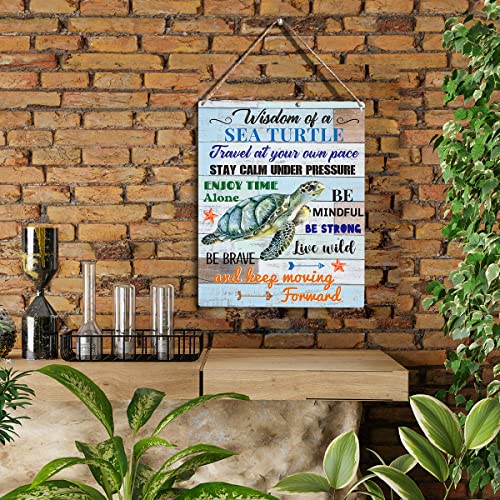 YCYD Sea Turtle Decor, Friends Inspirational Turtle Gifts, Wall Art Wooden Hanging Sign Decor, for Office Bedroom Living Room Home Decoration 10x8 Inch - Image 2