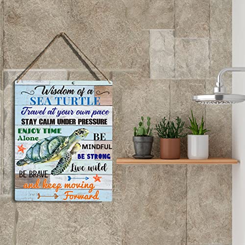 YCYD Sea Turtle Decor, Friends Inspirational Turtle Gifts, Wall Art Wooden Hanging Sign Decor, for Office Bedroom Living Room Home Decoration 10x8 Inch - Image 5