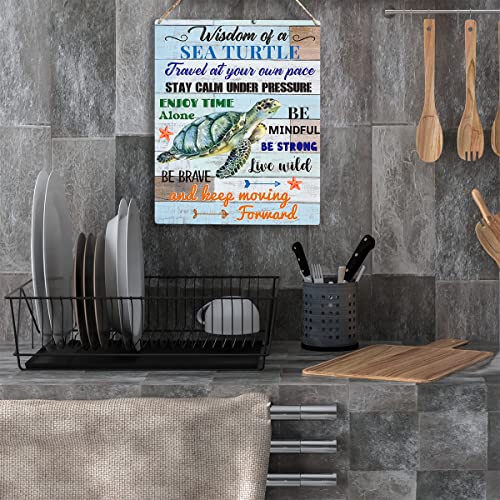 YCYD Sea Turtle Decor, Friends Inspirational Turtle Gifts, Wall Art Wooden Hanging Sign Decor, for Office Bedroom Living Room Home Decoration 10x8 Inch - Image 4