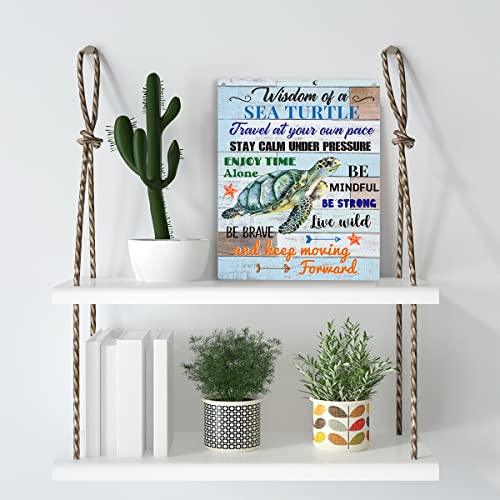 YCYD Sea Turtle Decor, Friends Inspirational Turtle Gifts, Wall Art Wooden Hanging Sign Decor, for Office Bedroom Living Room Home Decoration 10x8 Inch - Image 3