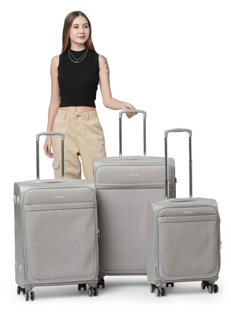 CALVIN KLEIN  Calvin Klein Check In Stone Soft Grey Cabin Luggage Bag  | Best Price UAE