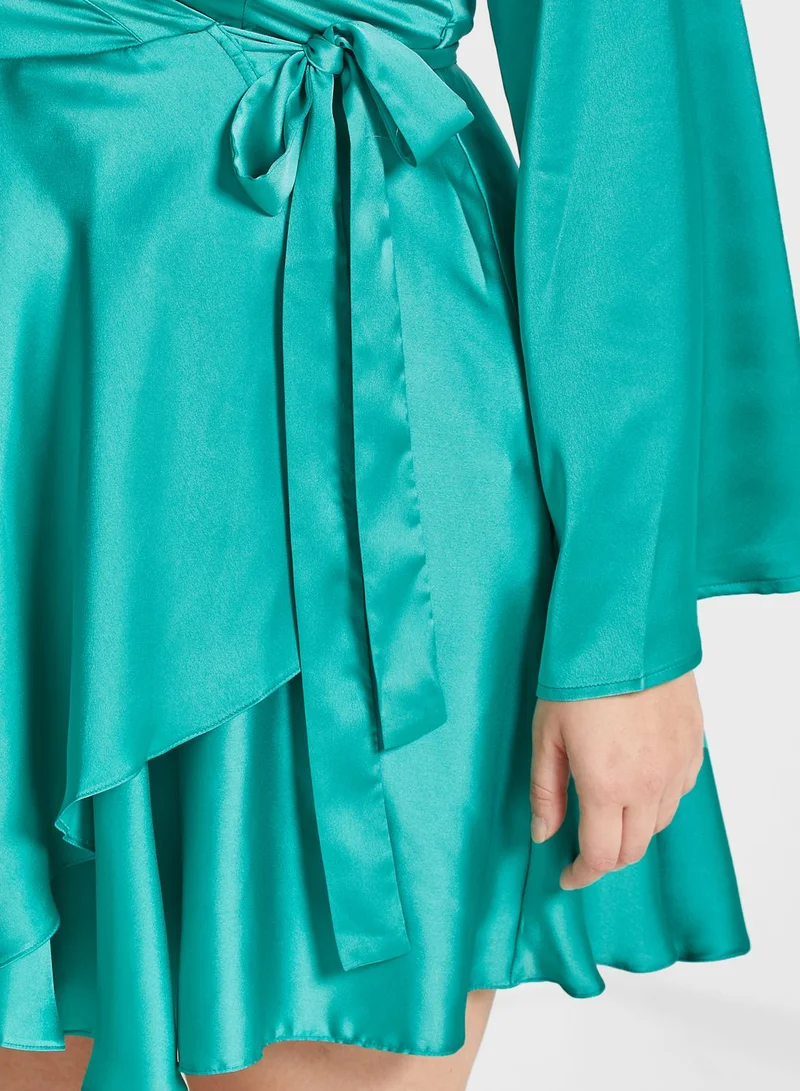 Missguided Curve Frill Wrap Detail Dress