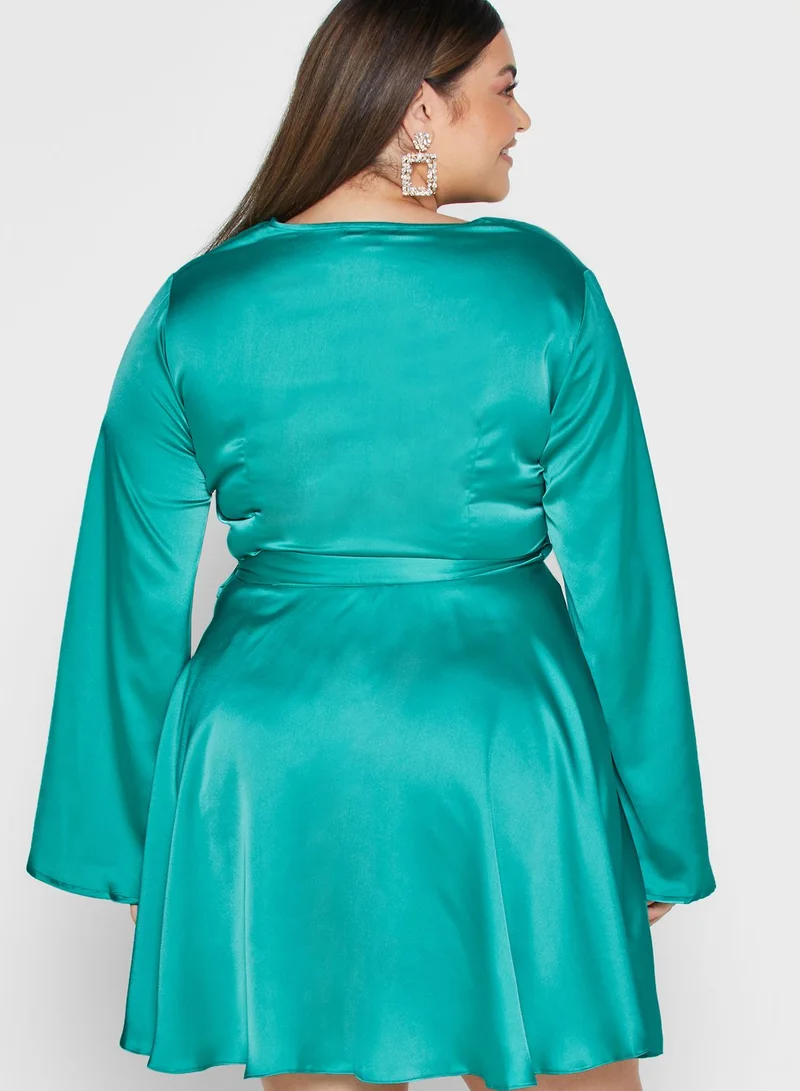 Missguided Curve Frill Wrap Detail Dress