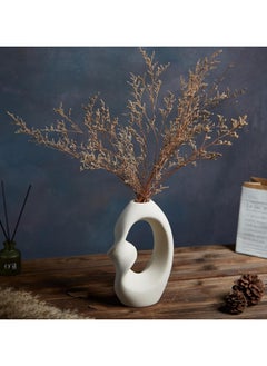 ba9ma Ba9ma . Resin Vase, Modern Home Decor, Simple Nordic Bohemian Style Centerpieces, Matte Round Pampas Vase, Aesthetic Art Donut Shape for Room, Office, Farmhouse, 2 Pieces, White  - Image 3