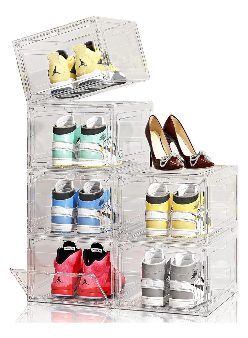 XVersion Stackable Shoe Storage Box with Clear Front-Opening Magnetic Door, White, 34.5 × 27 × 18.5 cm, 1 Piece - Image 3