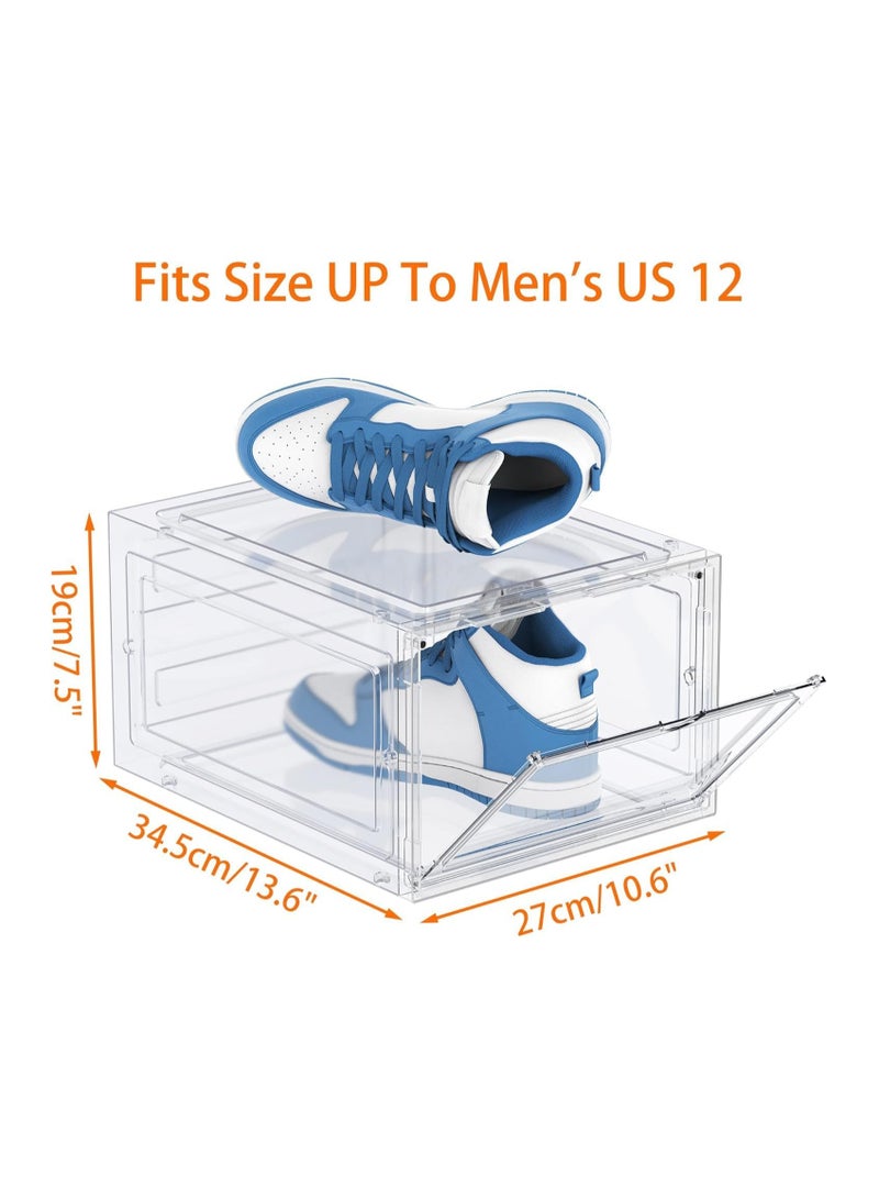 XVersion Stackable Shoe Storage Box with Clear Front-Opening Magnetic Door, White, 34.5 × 27 × 18.5 cm, 1 Piece - Image 5