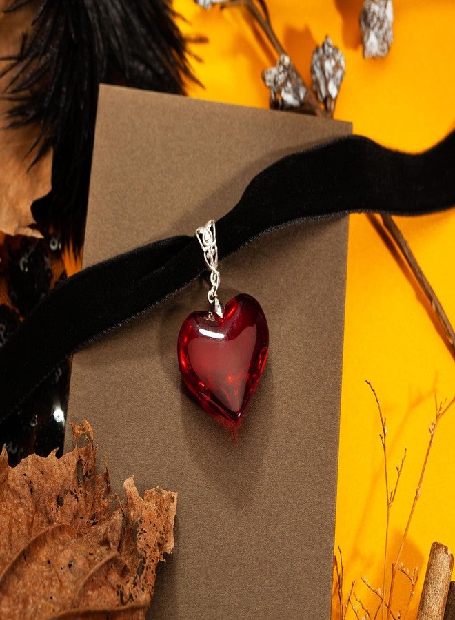 RareLove Red Heart Vampire Necklace Queen of Hearts Accessories 18 mm Black Velvet Choker Halloween Choker Necklace for Women Adjustable - Image 4