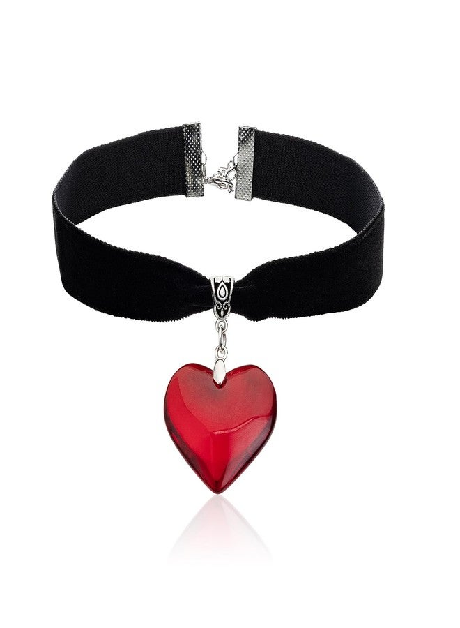 RareLove Red Heart Vampire Necklace Queen of Hearts Accessories 18 mm Black Velvet Choker Halloween Choker Necklace for Women Adjustable - Image 1