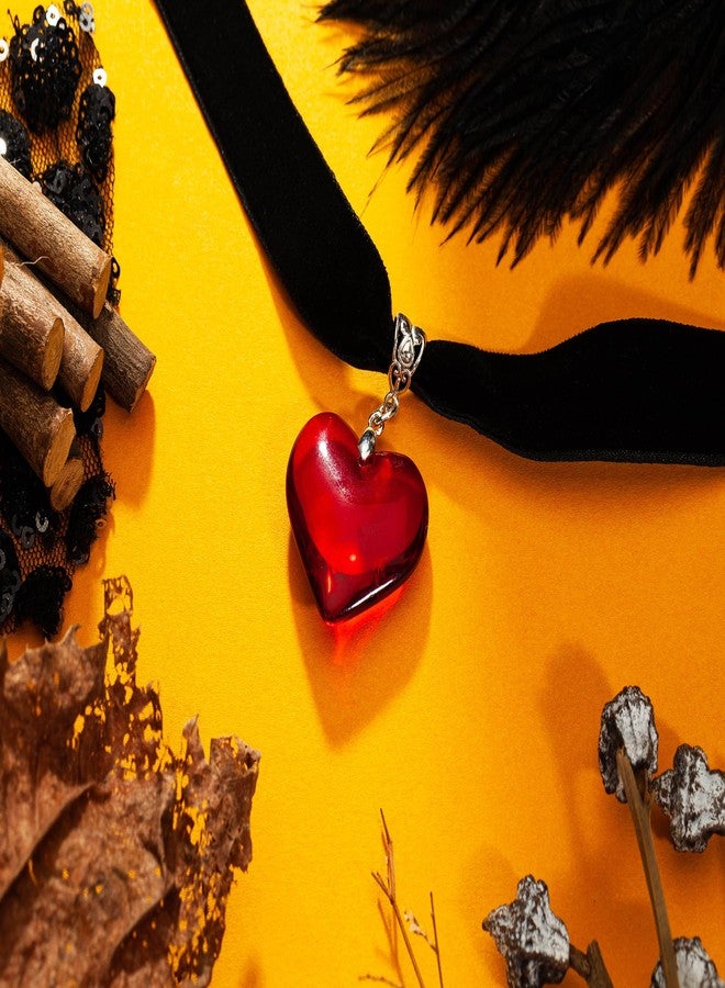 RareLove Red Heart Vampire Necklace Queen of Hearts Accessories 18 mm Black Velvet Choker Halloween Choker Necklace for Women Adjustable - Image 5