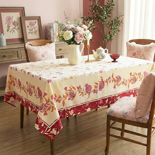 RUSTIQUE LINENS Block Print Design Cotton Table Cloth 6 Seater – Dining Table Cover Cloth, Washable Table Cloth for Dining Table – 150 x 234 CM (Fits 6–8 Seater) - Emerald Bloom - Image 3